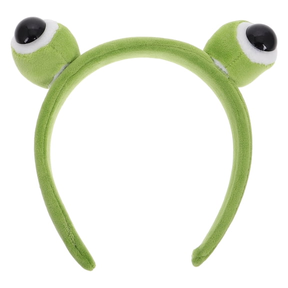 LOLIPPYY Cute Green Plush Frog Face Headband Soft Big Eye Hairband for Skincare Makeup and Home Decor