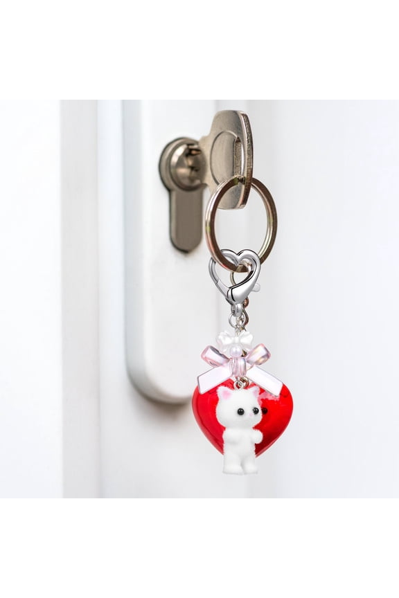 Cute Keychain Charm Resin Cat Keychains 1 Set Metal for Animal Lovers Use