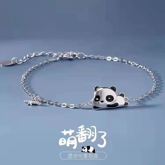 LOLIPPYY Adjustable Cute Panda Bracelet for Women and Girls - Copper Animal Anklet, Elegant Wrist Jewelry Perfect for Parties and
