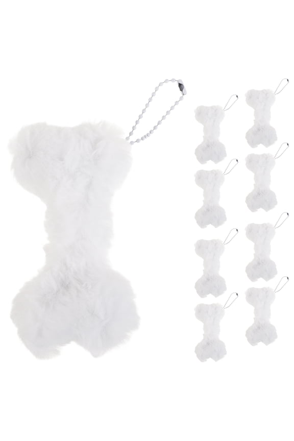 Cute White Plush Bone Pendant Keychain for Dog Lovers Ideal for Decoration and Accessories Size 5pcs