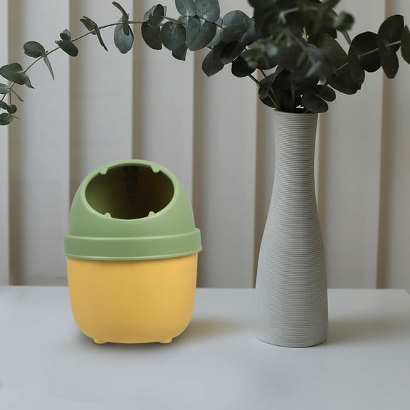 LOLIPPYY Cute Yellow Mini Desk Trash Can with HalfCover Design for Home Use Ideal for Small Spaces 1.5 Gallon