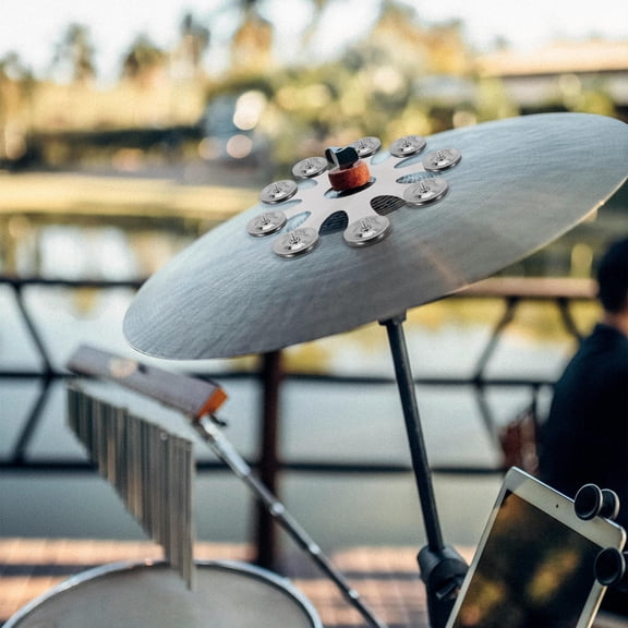 LOLIPPYY Stainless Steel Drum Tambourine Mount Cymbals 1 Piece for Music Performance