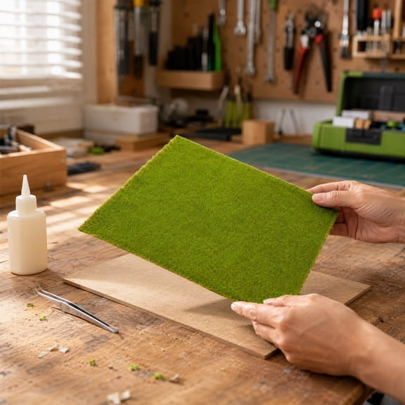 LOLIPPYY Green Plastic Artificial Turf Grass Mat for Landscape Model, Miniature Garden, Diorama Decor, Craft Display