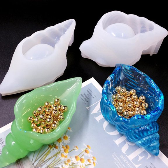 LOLIPPYY DIY Silicone Conch Storage Box Mold for Crafting Unique Art and Jewelry Storage, White, 2pcs
