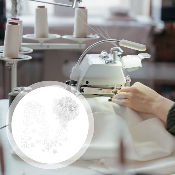 LOLIPPYY DIY White Embroidery Lace Trim Star Pattern Ribbon for Crafts and Clothing Edging