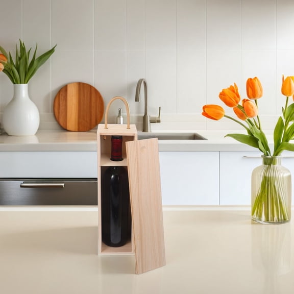 LOLIPPYY DIY Wooden Wine Box Elegant Case For Crafts Presentation For Homeowners 1Pack