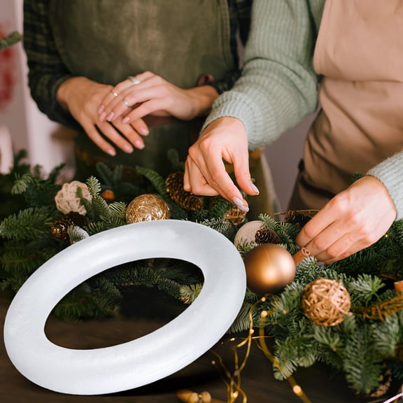 LOLIPPYY White Foam Wreath Base Lightweight Circular Mold for Craft Projects and Floral Arrangement Supplies