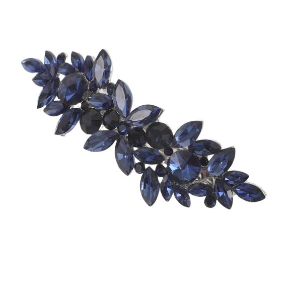 LOLIPPYY Dark Blue Rhinestone Wedding Hair Barrette Metal Clip Elegant Bridal Hair Accessory for Brides