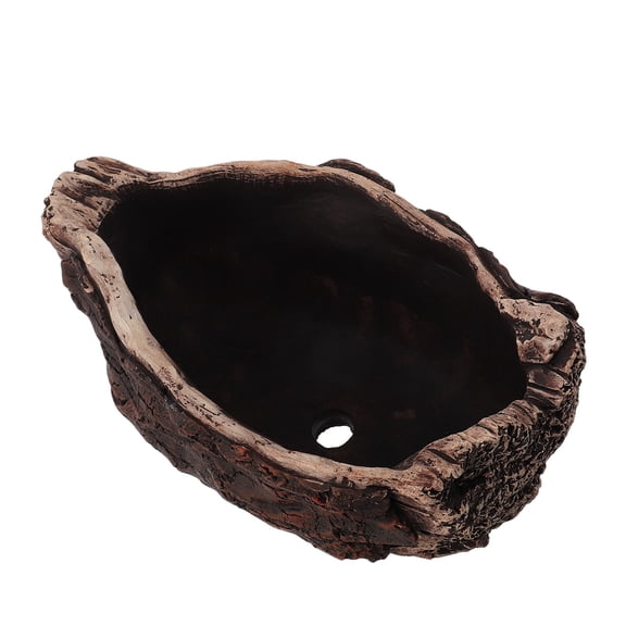 LOLIPPYY Dark Brown Cement Imitation Log Planter Creative Flower Pot for Home Use Ideal for Succulents Small Size