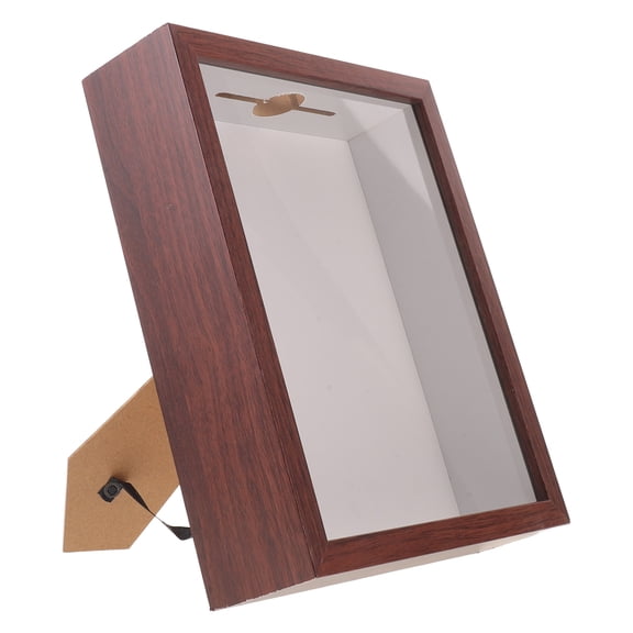 LOLIPPYY Dark Brown Seashell Shadow Box Frame with Stand and Efficient Slot Organization