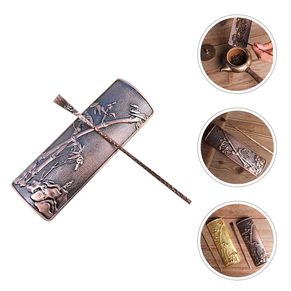 LOLIPPYY Dark Red Alloy Tea Tools Set for Home Chinese Tea Ceremony Accessories Easy to Set