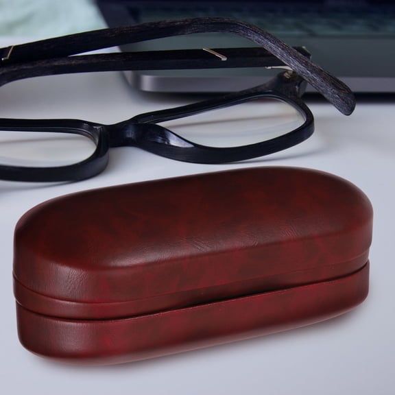 LOLIPPYY Dark Red Double Eyeglasses Case Hard Shell Protective Storage Box with Velvet Inside