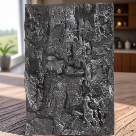 LOLIPPYY 3D Decorative Terrarium Background Board in Dark Grey for Reptile and Aquarium Habitat Enhancement