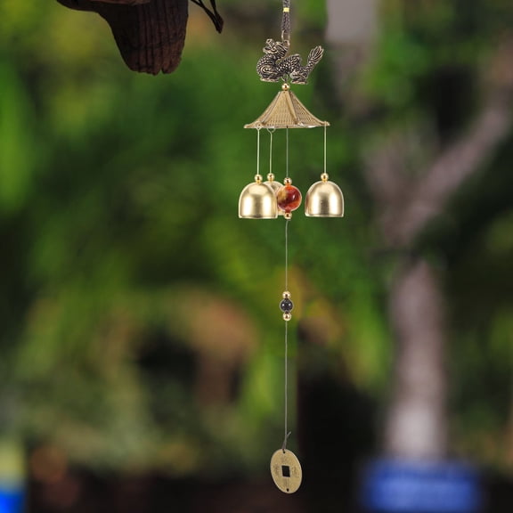 LOLIPPYY Decorative Alloy Dragon Wind Bell Chime Balcony Pendant for Outdoor Yard and Patio