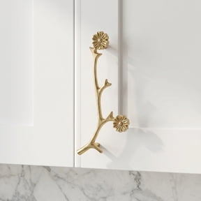 LOLIPPYY Elegant Golden Brass Deer Antler Handle for Cabinets and Furniture