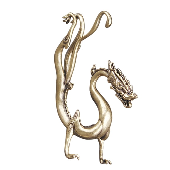 LOLIPPYY Golden Brass Dragon Figurine Decorative Ornament for Home Office Tabletop Display and Collectible Decor