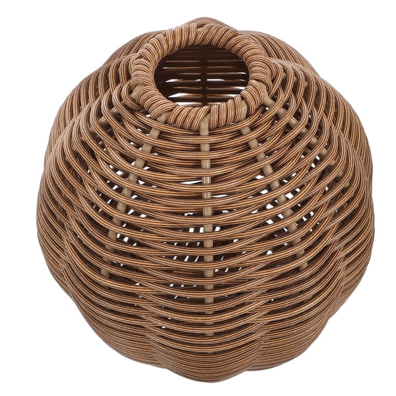 LOLIPPYY Decorative Brown Plastic Wicker Vase with Creative Woven Pattern for Home Use