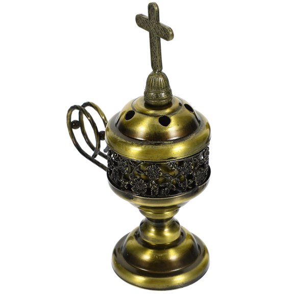 LOLIPPYY Dark Brown Decorative Incense Burner for Tabletop Use with Comfortable Grip and Stable Base Design