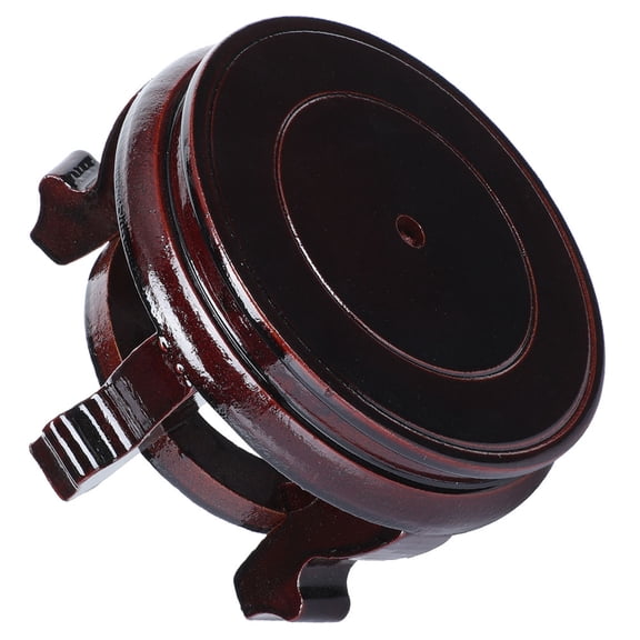 LOLIPPYY Dark Red Wooden Display Base Stand for Flowerpot Fish Sculpture Decorative Holder