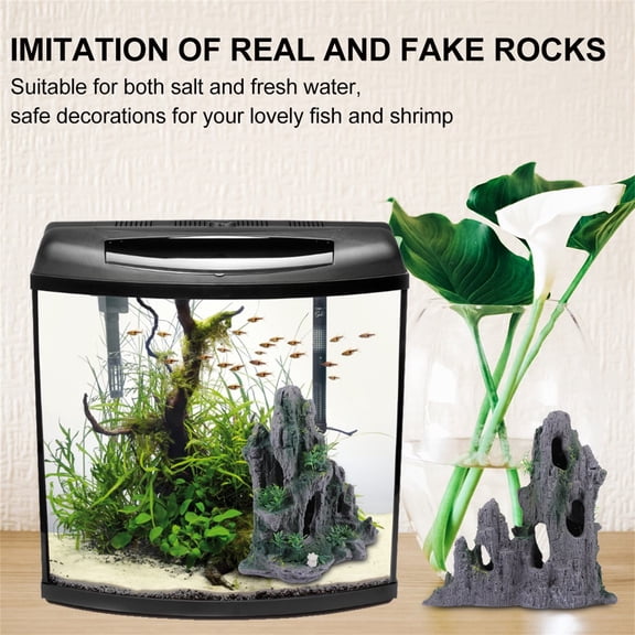 LOLIPPYY Decorative Fish Tank Rocks Mountain Style Grey 1Pack