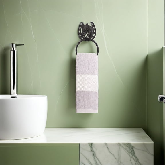 LOLIPPYY Decorative Horseshoe Towel Holder Dark Brown Iron Rustic Bathroom Rack