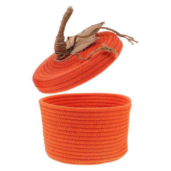LOLIPPYY Decorative Pumpkin Cotton Rope Woven Basket Orange for Sundries and Storage