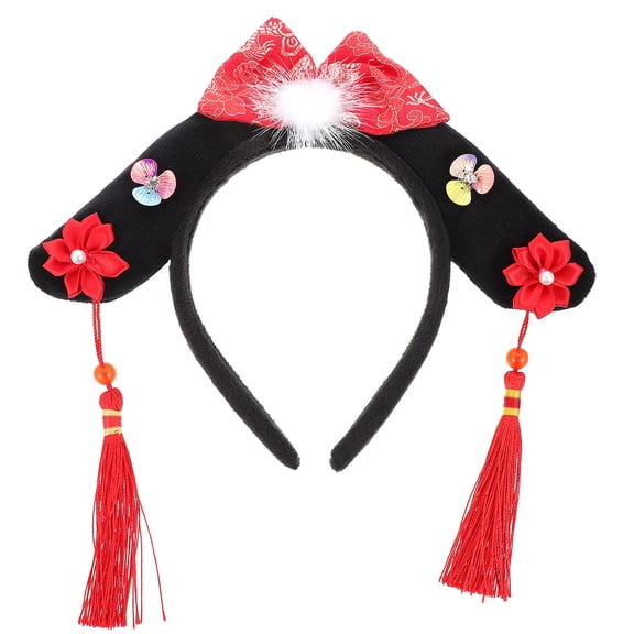 LOLIPPYY Elegant Red Hair Hoop with Chinese Style Design, Decorative Headband for Weddings and Party Accessories
