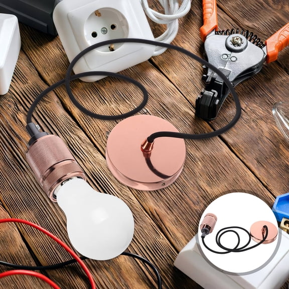 LOLIPPYY Decorative Rose Plated Gold Hanging Lamp Socket with Vintage Style for Boutique and Dining Areas