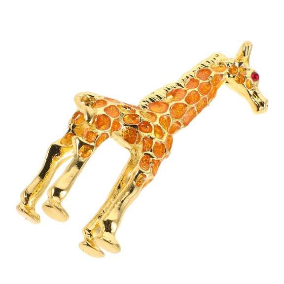 LOLIPPYY Yellow Metal Giraffe Figurine with Rhinestone Inlay, Decorative Collectible for Bedroom, Office, Shelf Display