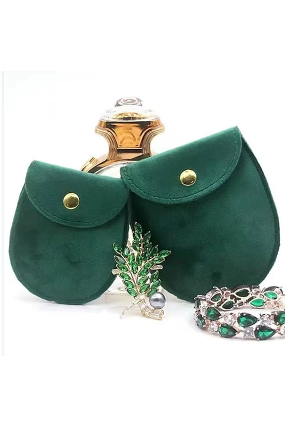 Delicate Jewelry Bag Dark Green Small Pouch for Necklace Bracelet Protection