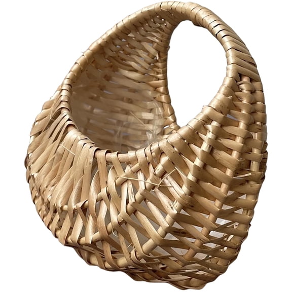 LOLIPPYY Handcrafted Khaki Rattan Basket Half Shape for Flower Display and Home Organization Storage