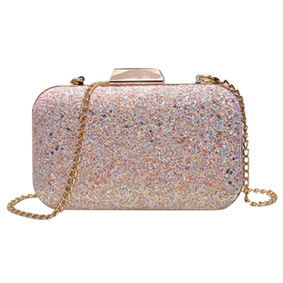 LOLIPPYY Delicate Lock Evening Bag Small Square Crossbody Glitter Sequins Handbag Messenger Bag for Women Girls