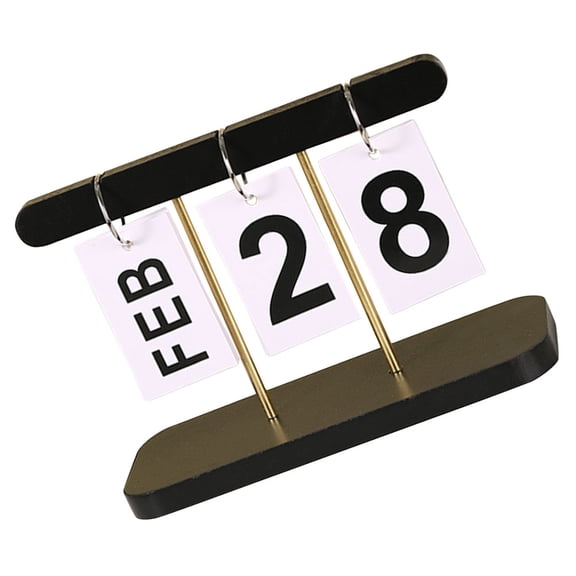 LOLIPPYY Desk Calendar for Home Black Wooden Perpetual Flip Calendar with Month Date