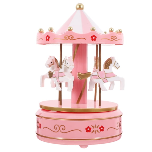 LOLIPPYY Desk Toys Pink Carousel Music Box Decorative Toy Mechanical Movement Giving 1Set
