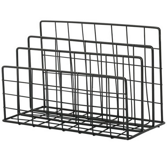 LOLIPPYY Metal Desk Organizer with 3 Mail Slots, Book Rack, and Magazine Holder for Office and Home Storage Solutions