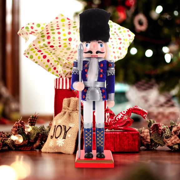 LOLIPPYY Desktop Nutcracker Decor Dark Blue Wood Gift for Christmas 1Set