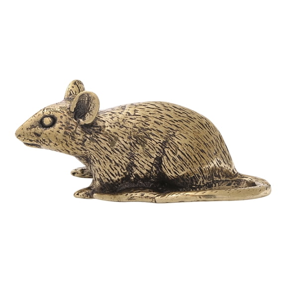 LOLIPPYY Desktop Ornament Brass Mouse Figurine Golden Feng Shui Sculpture for Collectors 1Set