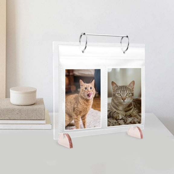 LOLIPPYY Desktop Photo Album Stand, Reusable Menu Holder with Acrylic PP Pages, Tabletop Display Book for Photos, Signs and Menus