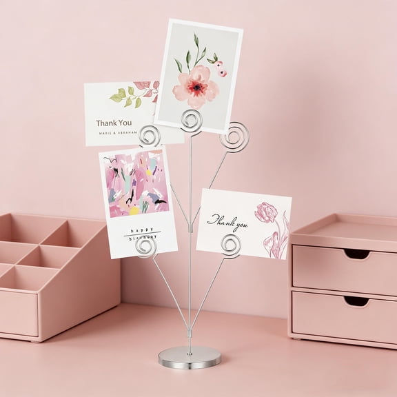 LOLIPPYY Desktop Photo Tree Display with 5 Branches and Metal Base for Memo, Card, and Photo Organization