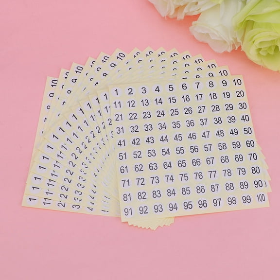 LOLIPPYY Digital Label Stickers Beige Paper Number Stickers for Marking Organizing Office Storage