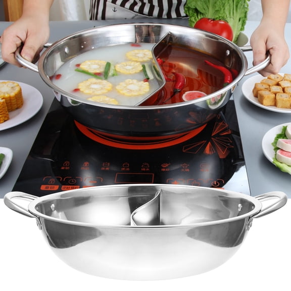 LOLIPPYY Stainless Steel Multi-Section Hot Pot for Home Cooking, 1-Pack Divided Kitchen Steamer Pot