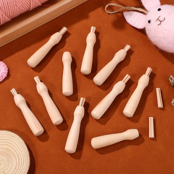 LOLIPPYY Needle Handle Set Round Wooden Handles for Wool Felting and Needlecraft Artists