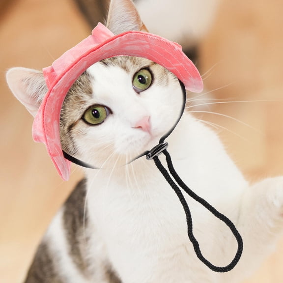 LOLIPPYY Dog Bucket Hat with Ear Holes Dog Baseball Hat Cotton Pink 1Pcs Party Wear