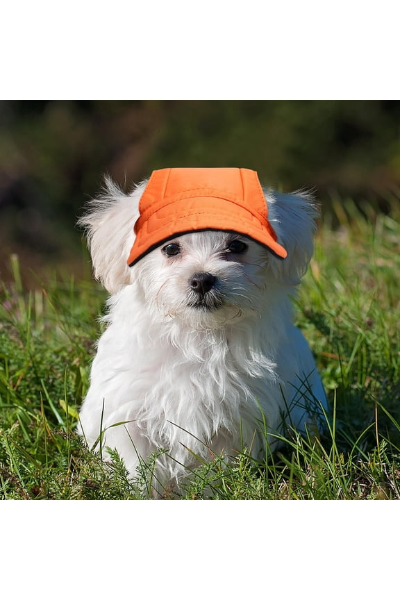 Dog Summer Hat in Orange Canvas with Sun Protection and Comfortable Ear Design