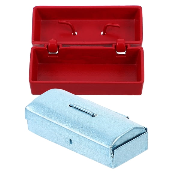 LOLIPPYY Dollhouse Scene Accessories 2Pcs Mini Toolbox Red Iron Tiny House Tool Case For Miniature Landscapes