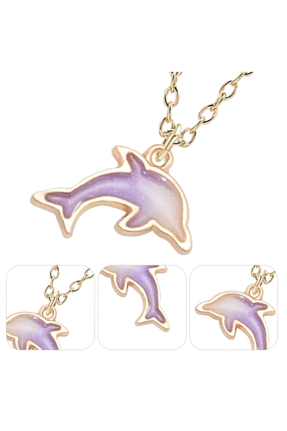 Dolphin Necklace Dolphin Pendant Violet Alloy 1Pack Daily Wearing Goodie Bag Stuffing