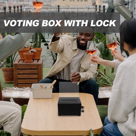 LOLIPPYY Black Acrylic Suggestion Box with Sturdy Lock for Secure Voting