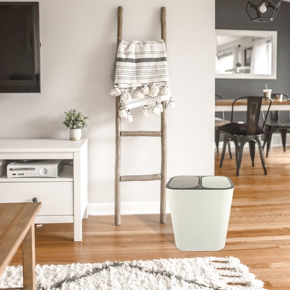 LOLIPPYY White Double-Port Press Type Waste Paper Basket for Easy and Convenient Home or Office Use