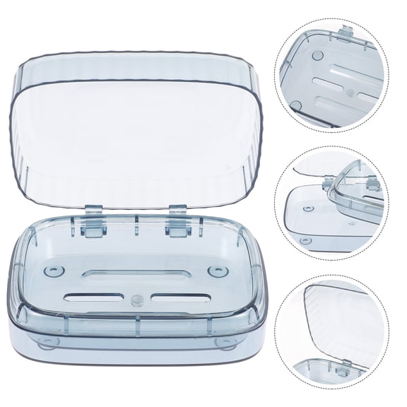 LOLIPPYY Double-Layer Transparent Soap Dish with Lid, Portable Soap Storage Holder for Shower Use