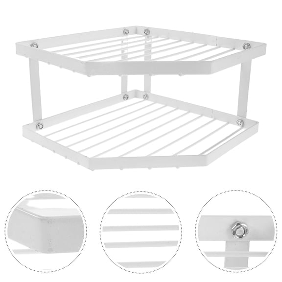 LOLIPPYY White Carbon Steel Corner Pot Rack Multi-Tier Kitchen Counter Organizer Space-Saving Storage Solution